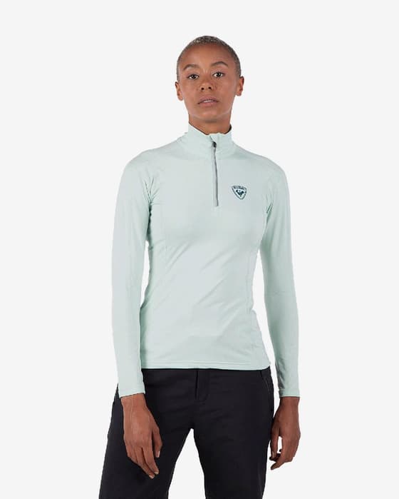 Maillot de corps Rossignol Classique Demi-Zip bleu clair femme