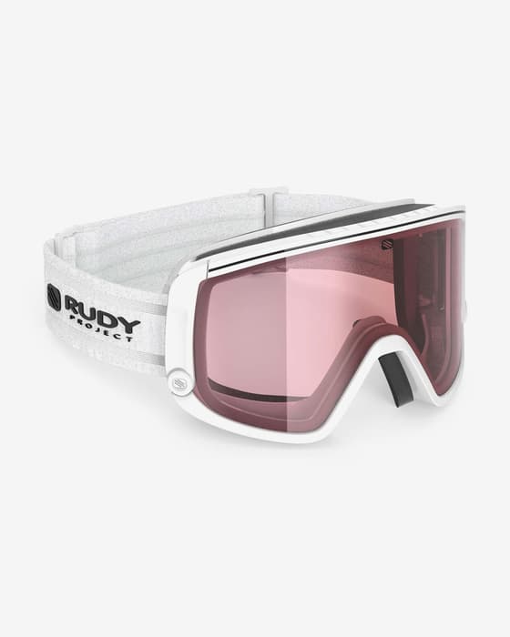 Máscara Rudy Project Spincut blanco brillante lente RP Optics Kayvon rojo