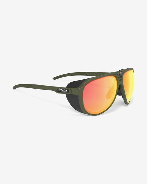 Gafas Rudy Project Stardash verde oliva mate con lentes RP Optics Multilaser naranja