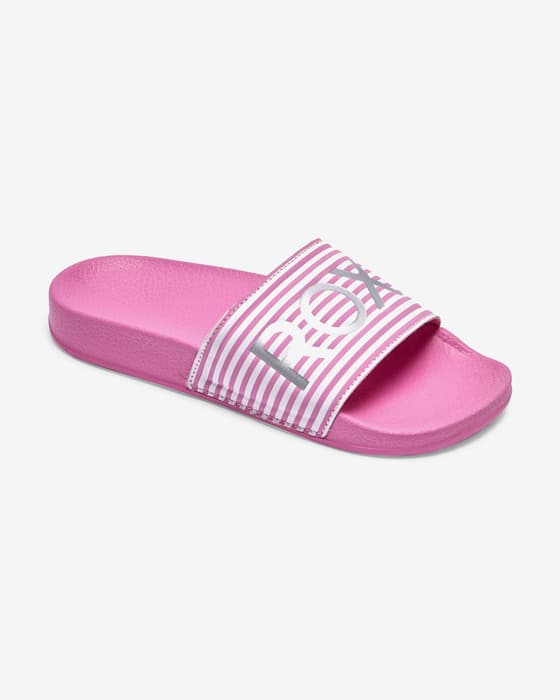Chanclas Roxy Slippy rosa blanco infantil