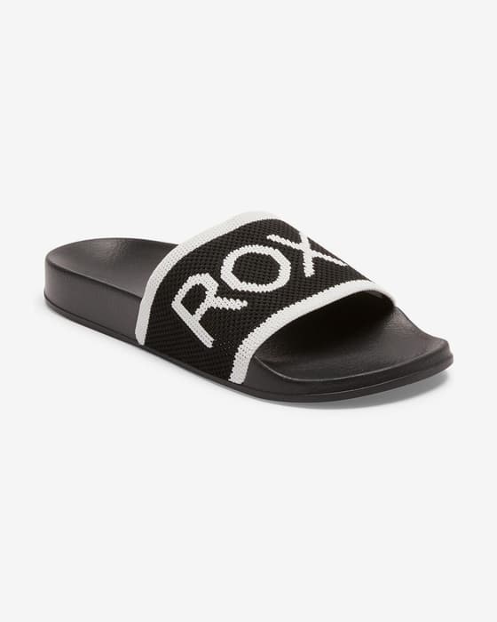 Tongs Roxy Slippy Knit noir blanc femme