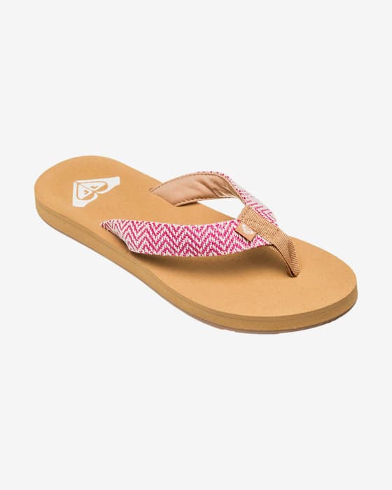 Chanclas Roxy Porto Raffia II rojo marrón mujer