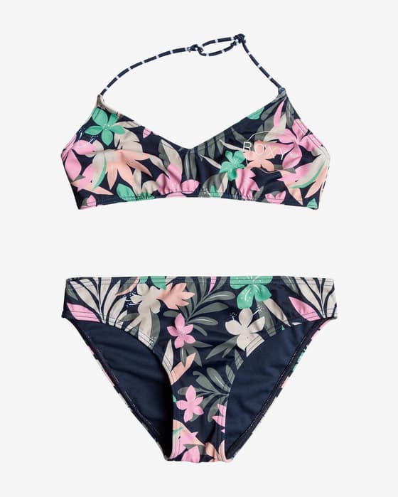 Bikini Roxy Ilacabo Active azul marino rosa beige niña