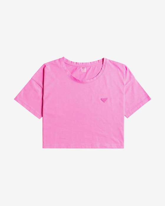 Camiseta Roxy Essential Crop Top manga corta rosa mujer