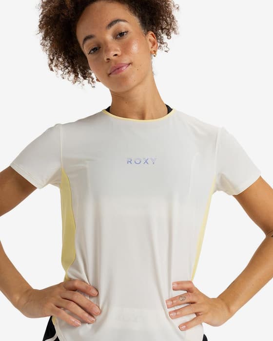 Camiseta Roxy Bold Moves 2.0 manga corta blanco roto amarillo mujer