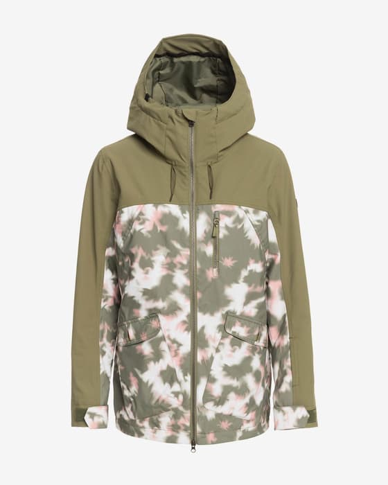 Chaqueta Roxy Stated verde oscuro blanco rosa mujer