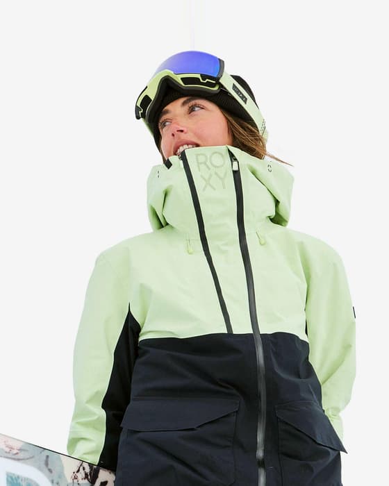 Chaqueta con capucha Roxy GORE-TEX Stretch Purelines verde brillante negro mujer