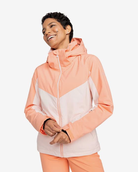 Chaqueta con capucha Roxy Free Jet naranja claro blanco mujer