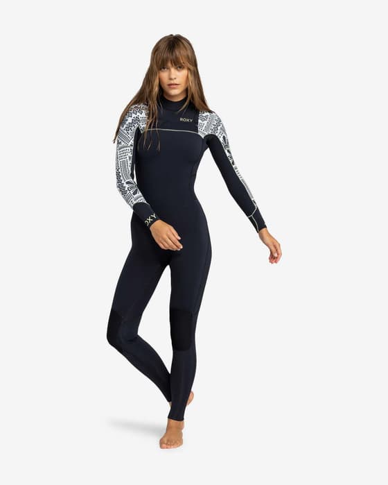 Traje neopreno Roxy Swell Series 4/3mm negro mate blanco mujer