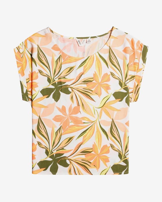 Camiseta Roxy Pacific Escape manga corta blanco naranja mujer