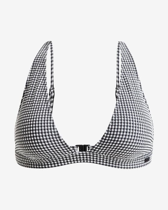 Roxy Gingham Elongated Tri Bikini Top Black White Women