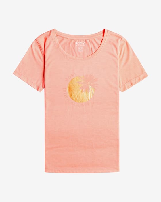 Camiseta Roxy Chasing The Wave manga corta rosa naranja mujer