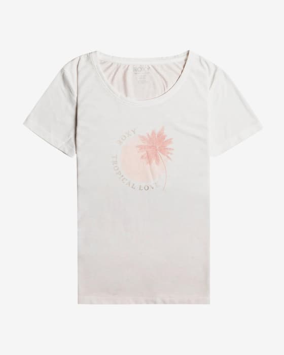 Camiseta Roxy Chasing The Wave manga corta blanco rosa mujer