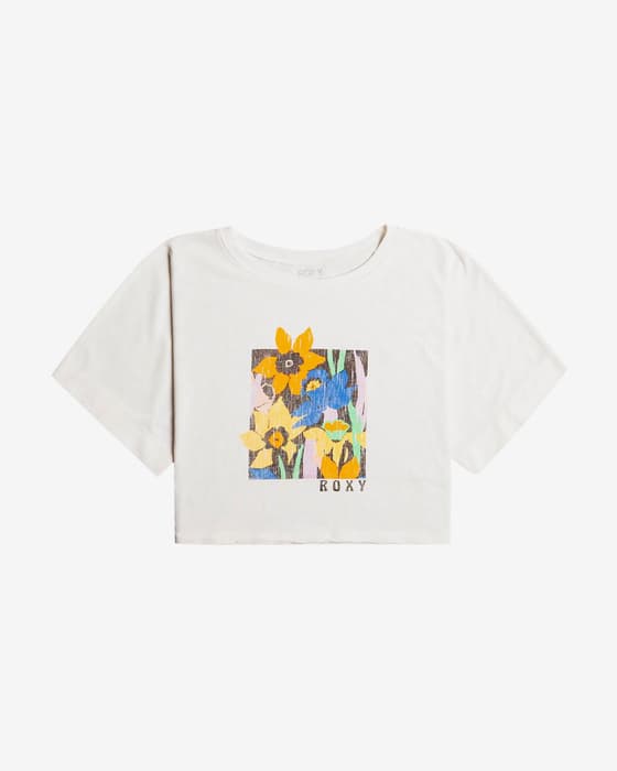 Camiseta Roxy Tiki and Surf manga corta blanco naranja mujer