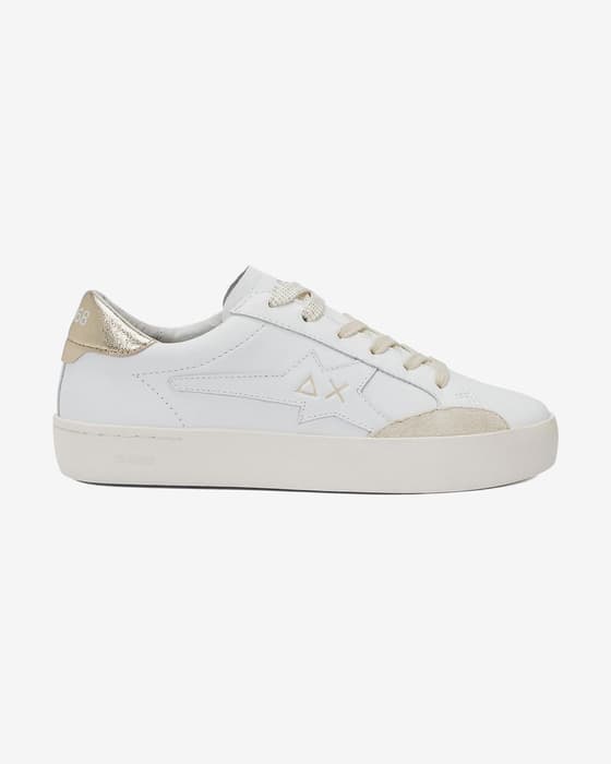 Zapatillas SUN68 Kathy Leather blanco dorado mujer