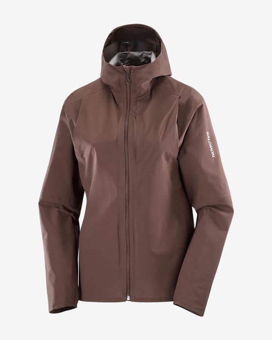 Chaqueta con capucha Salomon Bonatti Trail marrón mujer