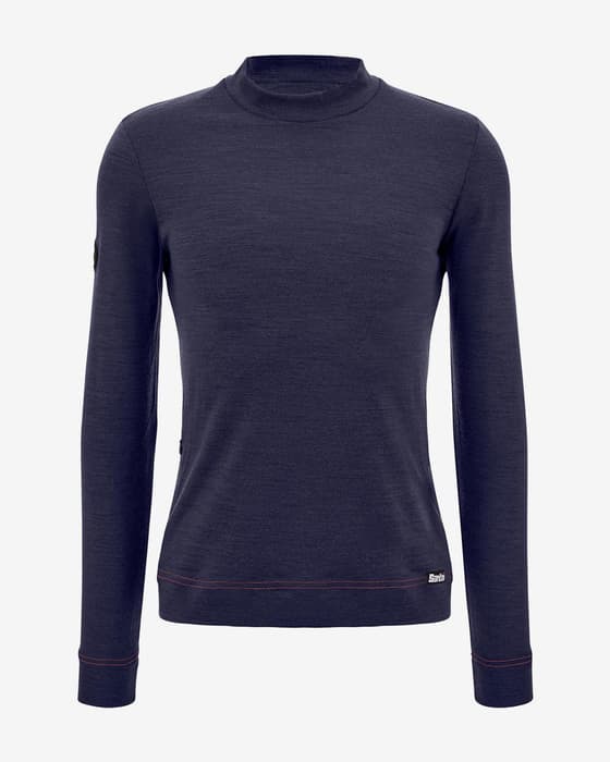 Santini Impetus Jersey long sleeve navy blue - Slim Fit