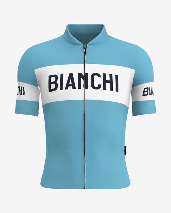Maillot Santini Bianchi Rétro manches courtes bleu ciel