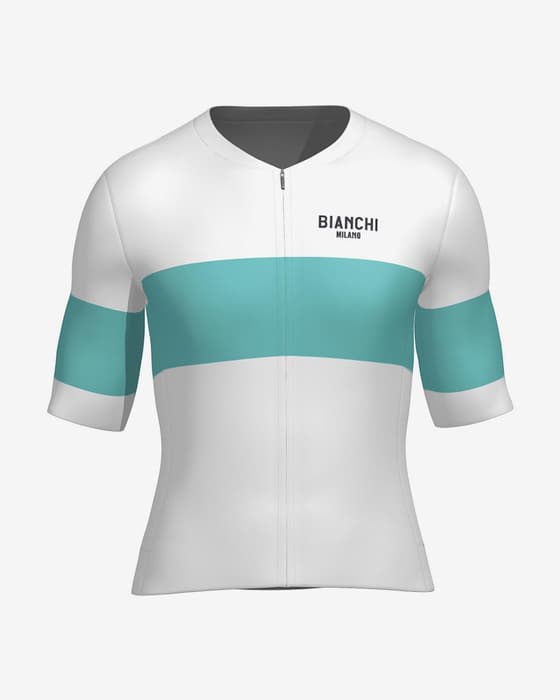 Maillot Santini Bianchi Milano Race manches courtes blanc bleu