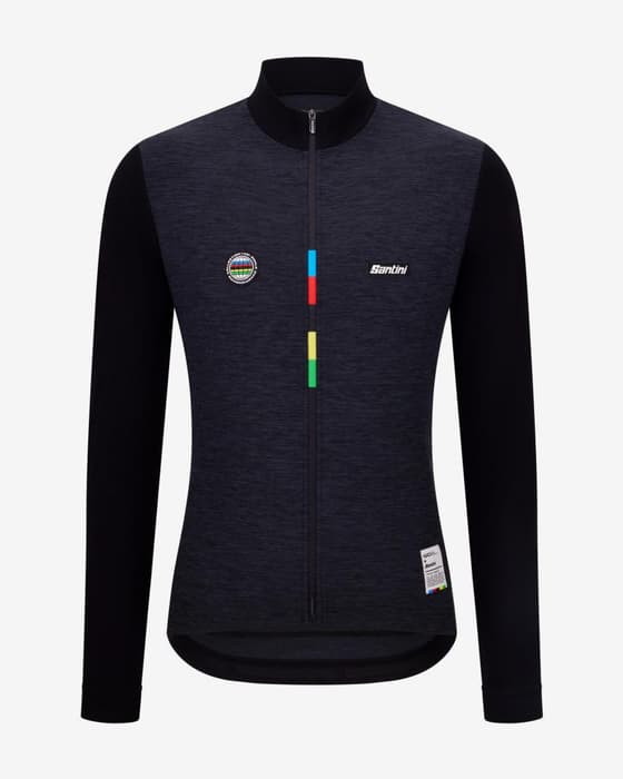 Maillot Santini x UCI World Champion manga larga negro - Corte Slim