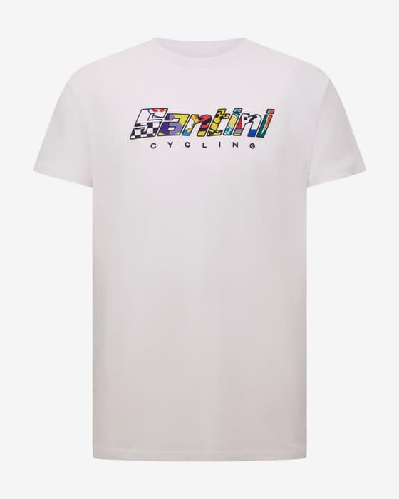 T-shirt Santini 60 Years Of Cycling manica corta bianco