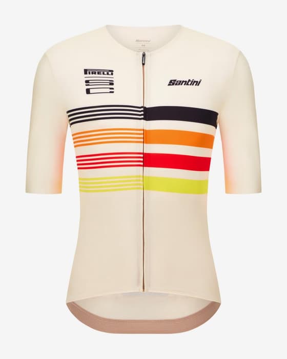 Maillot Santini x Pirelli Sport Club Tape manches courtes blanc - Coupe Slim