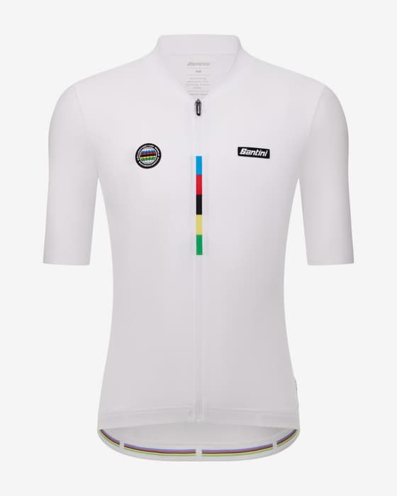 Maillot Santini x UCI Champion du Monde manches courtes blanc - Coupe Slim