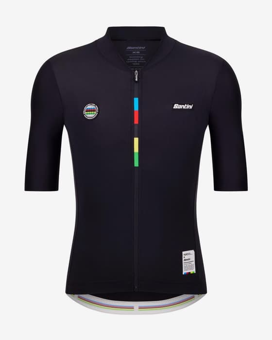 Maillot Santini x UCI World Champion manga corta negro - Corte Slim