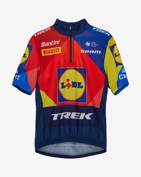 Maillot Lidl-Trek 2025 Réplique manches courtes bleu enfant