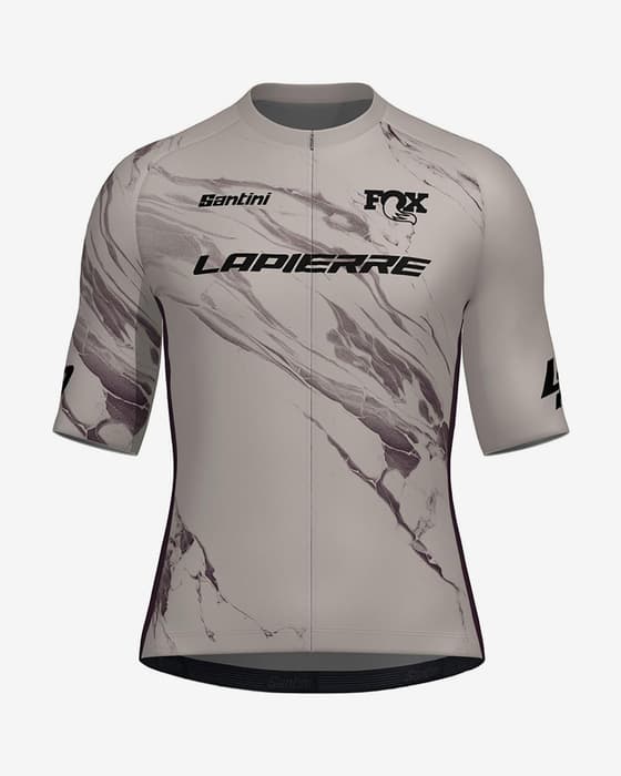 Maillot Santini Lapierre manga corta gris negro - Corte Classic