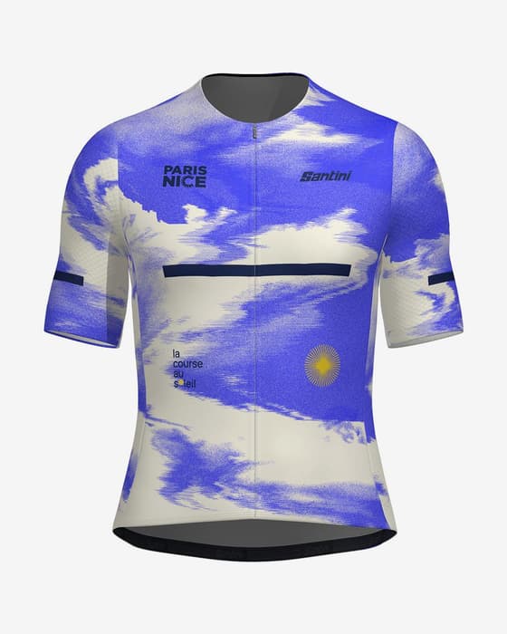 Maillot Santini Paris-Nice 2025 manga corta azul blanco - Corte Slim