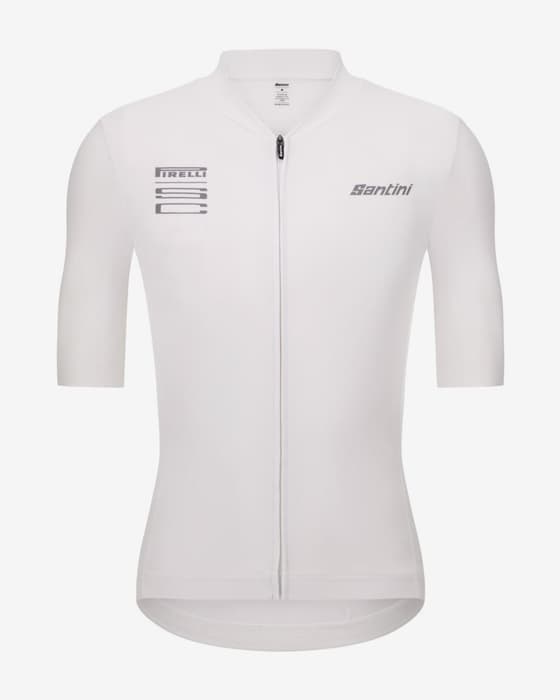 Maillot Santini x Pirelli Sport Club Wheel manches courtes blanc - Coupe Slim