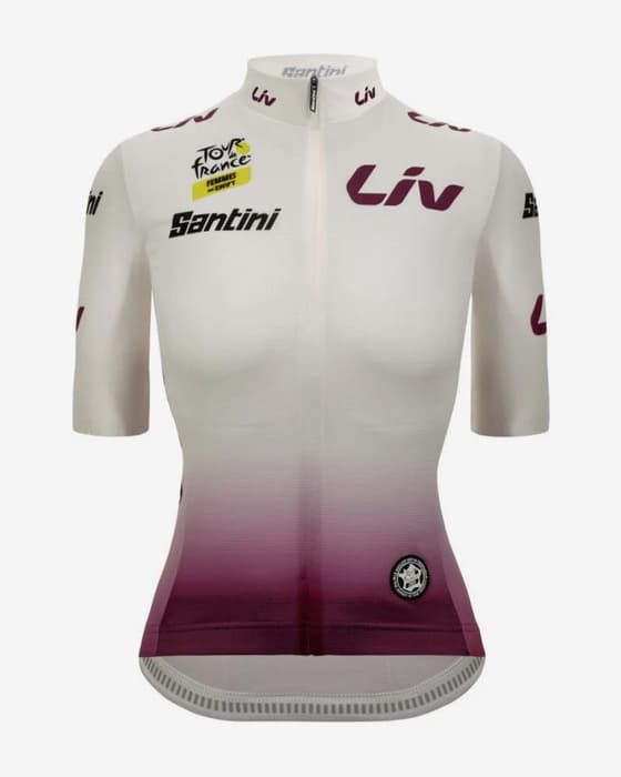Maillot blanc Tour de France Femmes avec Zwift 2025 - Leader Classification Jeunes Fan Line manches courtes femme - Coupe Classique