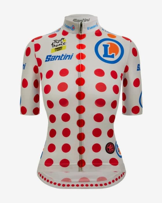 Maillot à pois Tour de France Femmes avec Zwift 2025 - Leader Classification Montagne Fan Line manches courtes femme - Coupe Classique