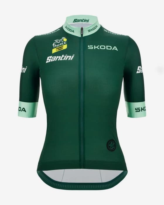 Maillot vert Tour de France Femmes avec Zwift 2025 - Leader Classement Points Fan Line manches courtes femme - Coupe Classique