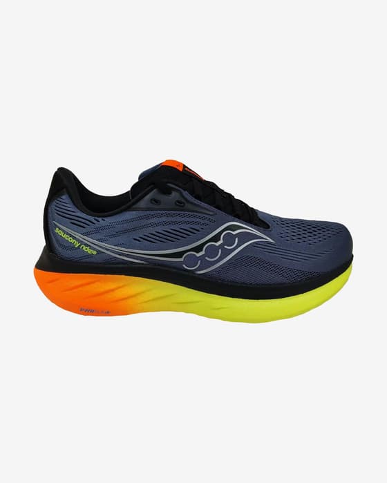 Saucony Ride 18 Shoes Dark Blue Neon Yellow Orange