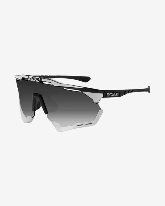 Gafas Scicon Aeroshade XL negro blanco con lente espejada SCN-PP plateado
