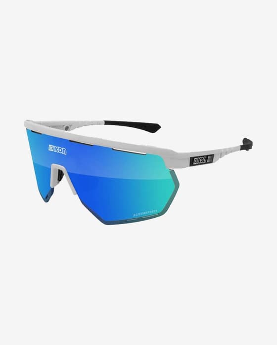Gafas Scicon Aerowing blanco brillante con lente espejada SCN-PP azul