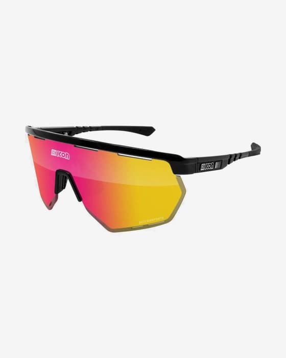 Gafas Scicon Aerowing negro brillante con lente espejada SCN-PP rojo