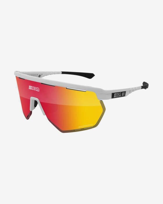 Gafas Scicon Aerowing blanco brillante con lente espejada SCN-PP rojo