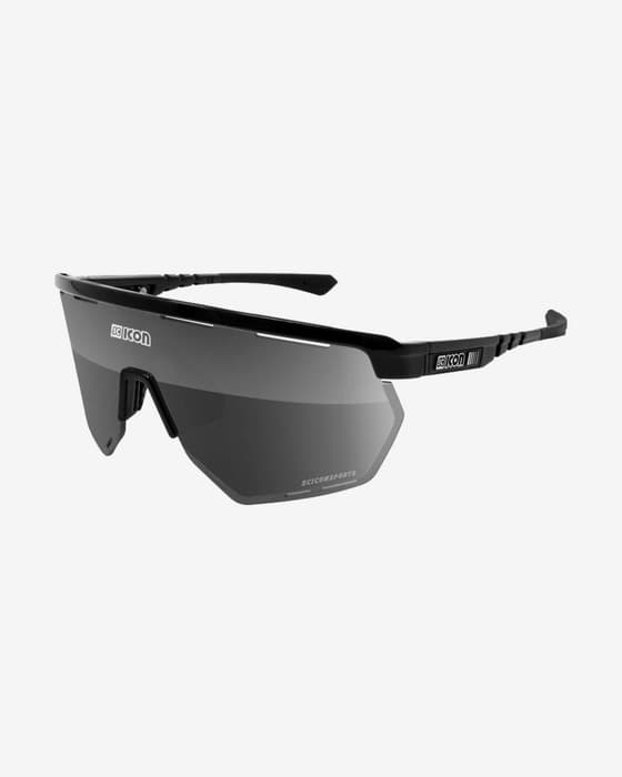 Gafas Scicon Aerowing negro brillante con lente espejada SCN-PP plateado
