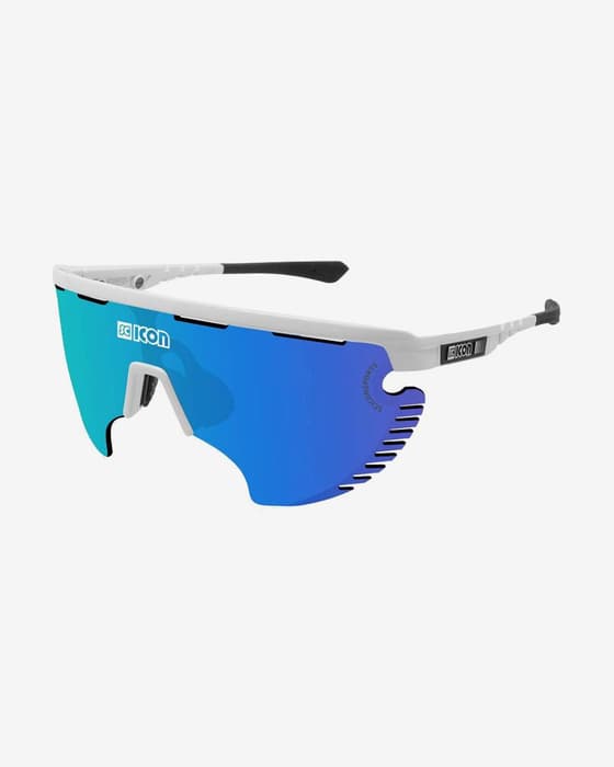 Gafas Scicon Aerowing Lamon blanco brillante con lente espejada SCN-PP azul