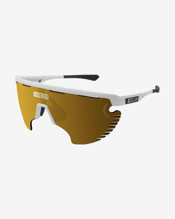 Gafas Scicon Aerowing Lamon blanco brillante con lente espejada SCN-PP bronce