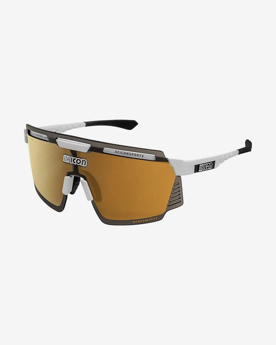Gafas Scicon Aerowatt Foza blanco gris con lente multiespejada oro