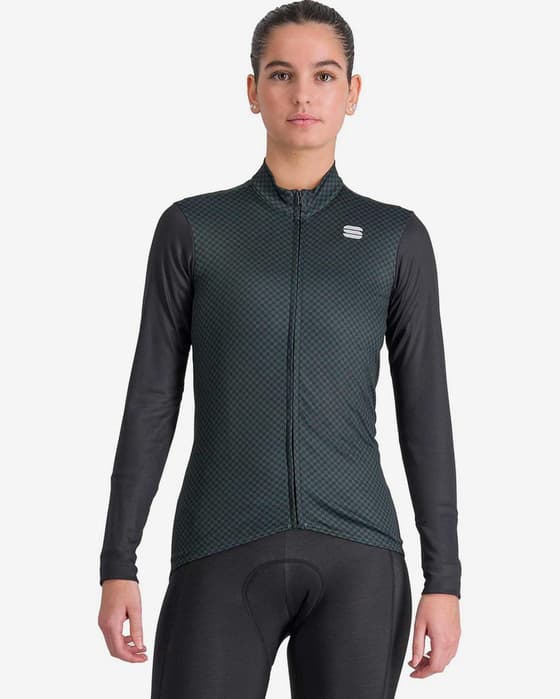 Maillot Sportful Checkmate Thermal manche longue vert foncé noir femme