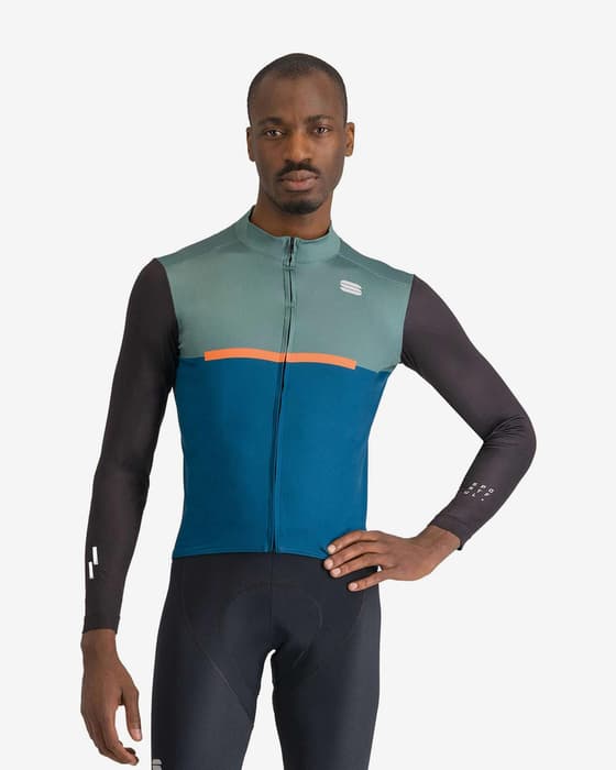 Maillot Sportful Pista Thermal manche longue vert clair bleu noir