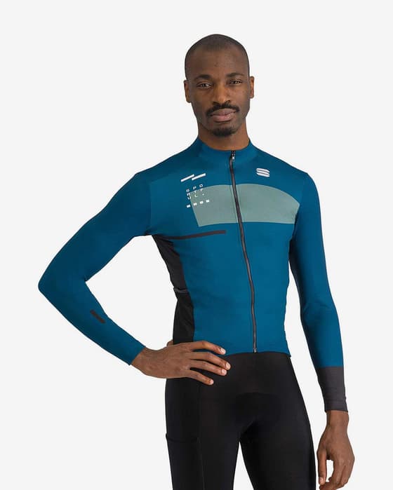 Maillot Sportful Breakout Supergiara manga larga azul intenso verde 