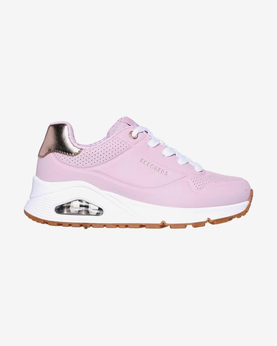 Zapatillas Skechers Uno Gen1 rosa claro plateado blanco infantil