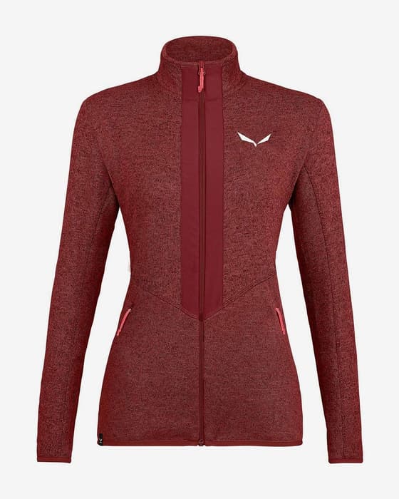 Forro polar Salewa Rocca 2 Full Zip granate mujer