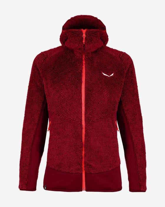 Forro polar con capucha Salewa Tognazza rojo oscuro rojo claro mujer